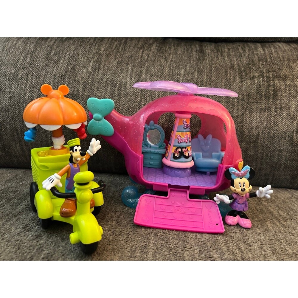 Fisher-Price Disney Minnie Mouse Flyin' Style Helicopter & Goofy Scooter Lot